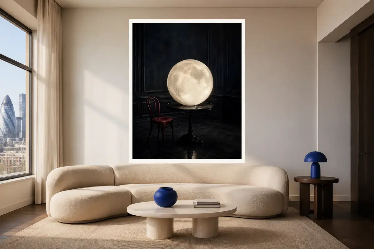 Table for One Moon shown in a styled interior